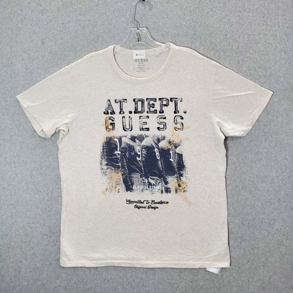 Guess Men Shirt Large Gray At Dept Logo Sport Short Sleeve Tee